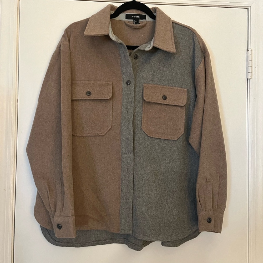 Forever 21 Two-Tone Gray and Tan Shacket